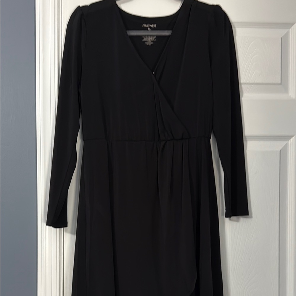 Nine West Elegant Black Long Sleeve wrap Dress